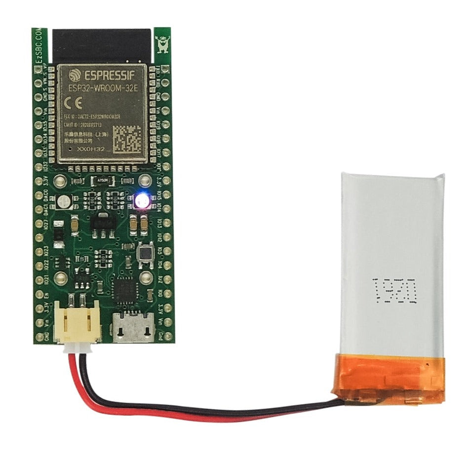 ESP32_Bat Battery Charging Breakout and Development Board with 400mAh LiPo Cell